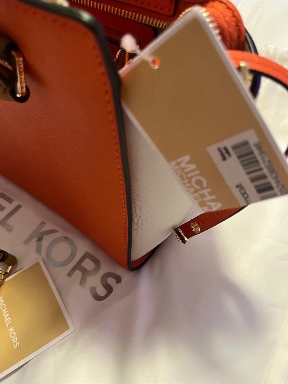 Michael Kors Orange Satchel Handbag w/Crossbody & Dust Bag NWT 11.5 x 9 x4